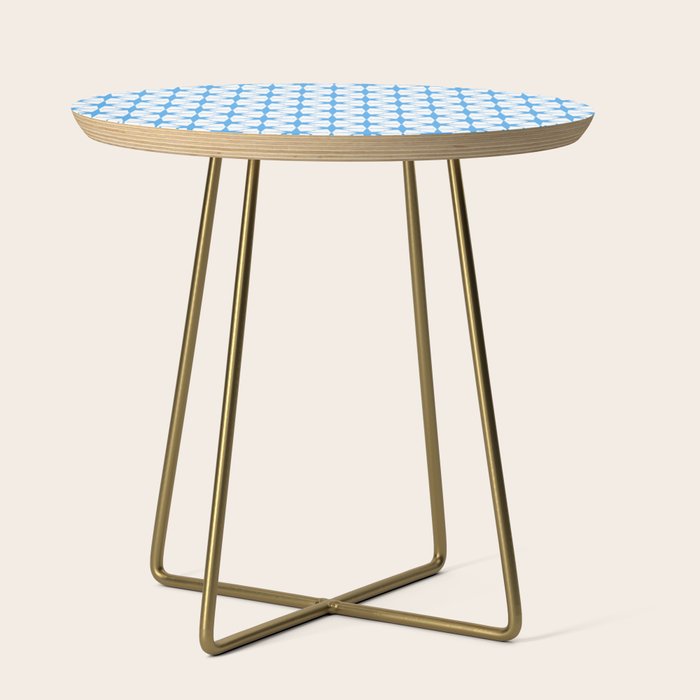 Mid Century Modern Atomic Stars Blue and White Pattern Side Table Gallery Image 1