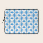 Mid Century Modern Atomic Stars Blue and White Pattern Laptop Sleeve Gallery Image 1