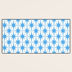 Mid Century Modern Atomic Stars Blue and White Pattern Desk Mat Gallery Image 3