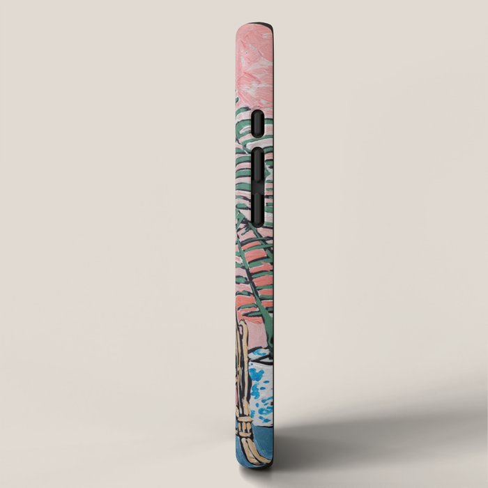 Rattan Bench in Painterly Pink Jungle Room iPhone Case Gallery Image 2