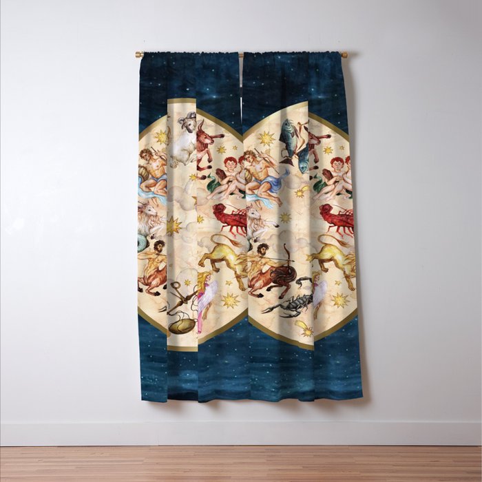 Vintage Astrology Zodiac Wheel Window Curtain Gallery Image 3