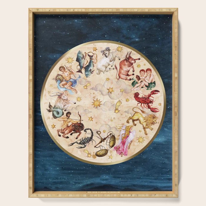 Vintage Astrology Zodiac Wheel Serving Tray Gallery Image 1