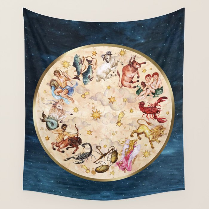 Vintage Astrology Zodiac Wheel Wall Tapestry Gallery Image 4