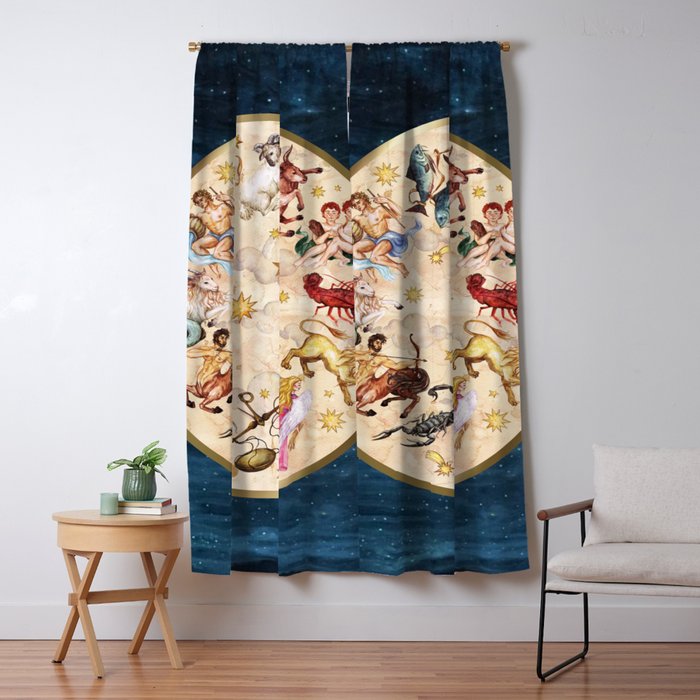Vintage Astrology Zodiac Wheel Window Curtain Gallery Image 1