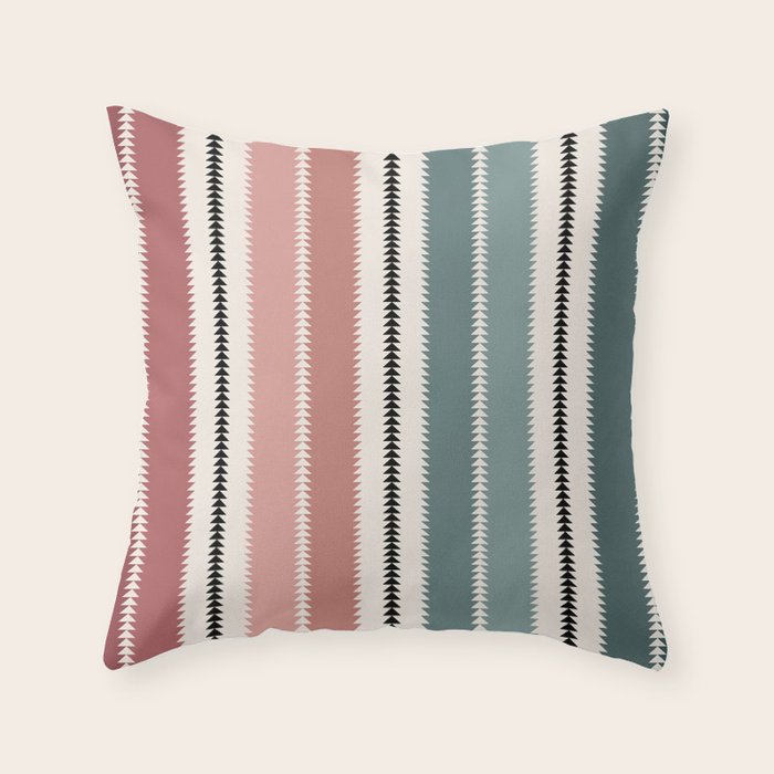 Western Stripes X Pink Green Throw Pillow Gallery Image 6