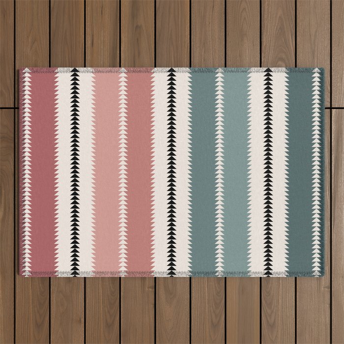 Western Stripes X Pink Green Outdoor Rug Gallery Image 1