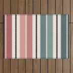 Western Stripes X Pink Green Outdoor Rug Gallery Image 1