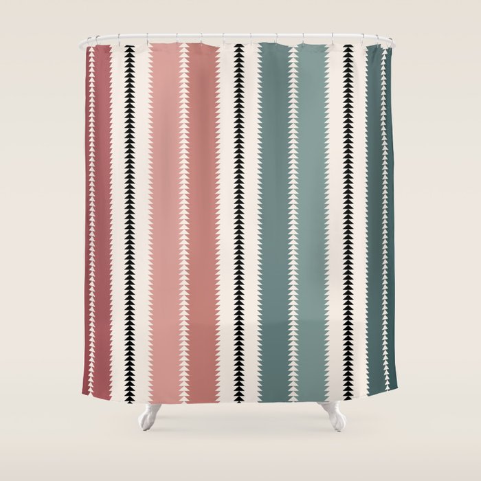 Western Stripes X Pink Green Shower Curtain Gallery Image 1