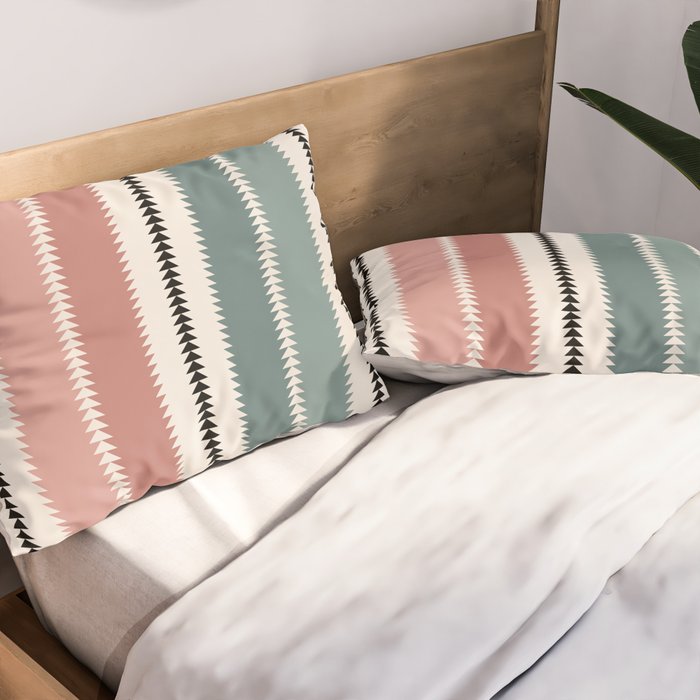 Western Stripes X Pink Green Pillow Sham Gallery Image 2
