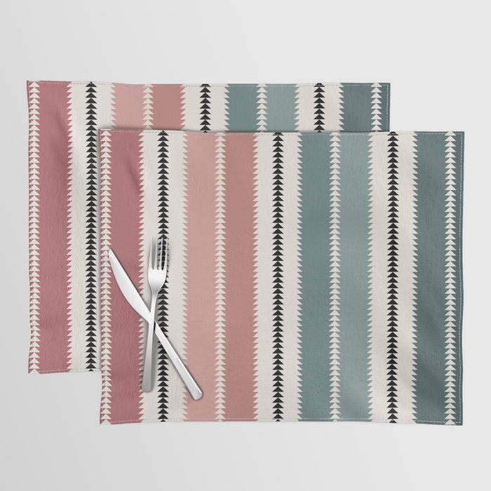 Western Stripes X Pink Green Placemat Gallery Image 1