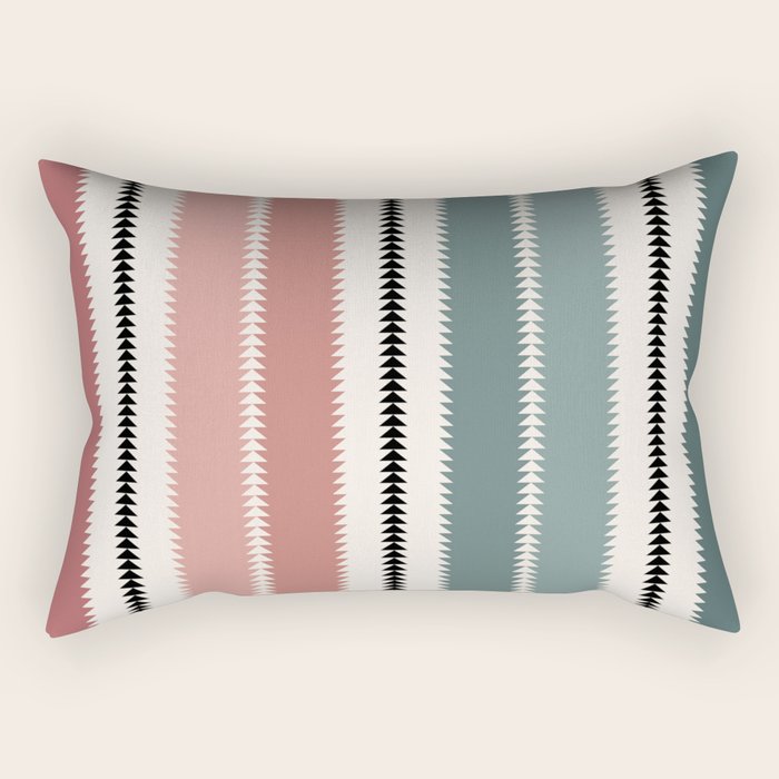Western Stripes X Pink Green Rectangular Pillow Gallery Image 2