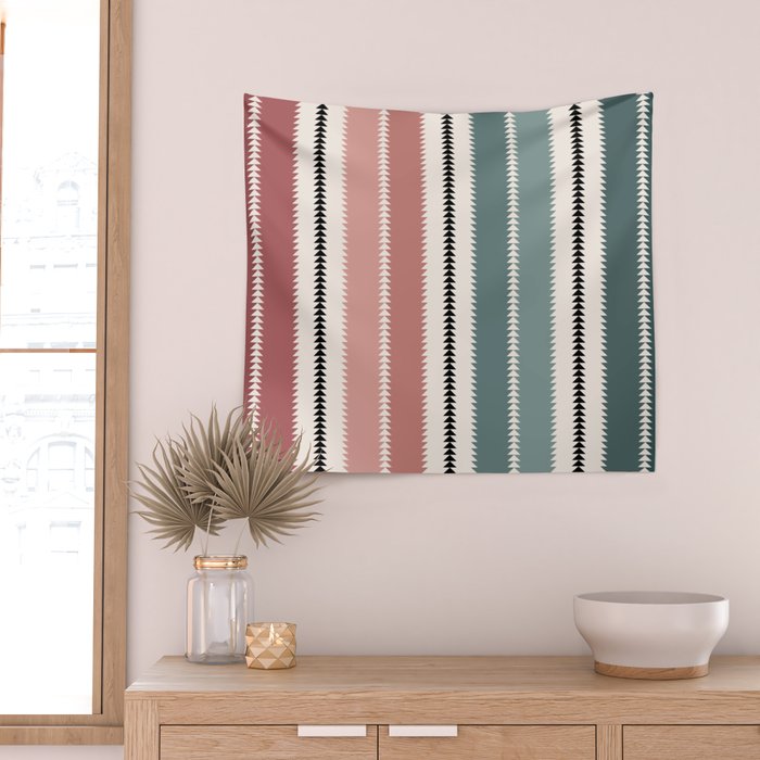 Western Stripes X Pink Green Wall Tapestry Gallery Image 2