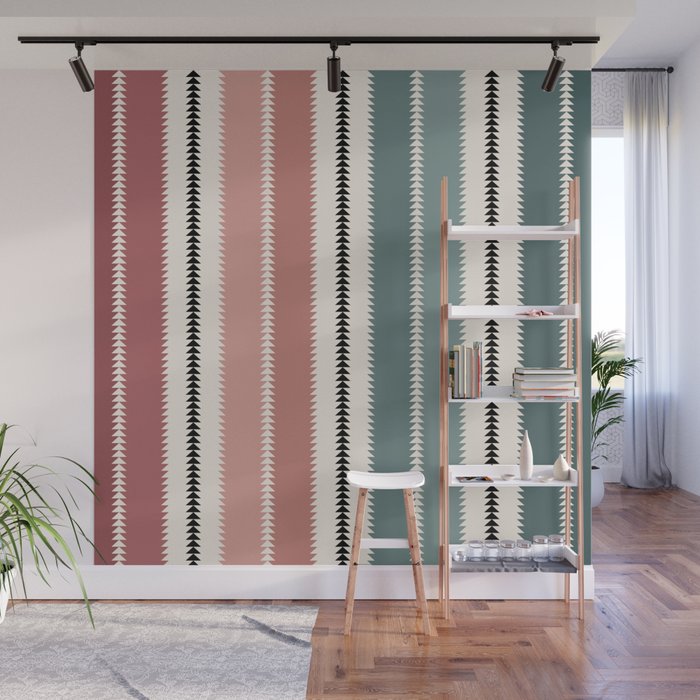 Western Stripes X Pink Green Wall Mural Gallery Image 1