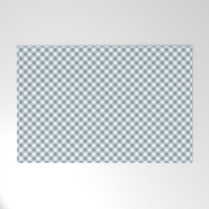 Countryside Bloom Cottage Mist Blue Gingham Welcome Mat Gallery Image 1