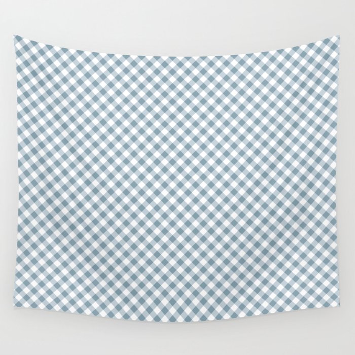 Countryside Bloom Cottage Mist Blue Gingham Wall Tapestry Gallery Image 4