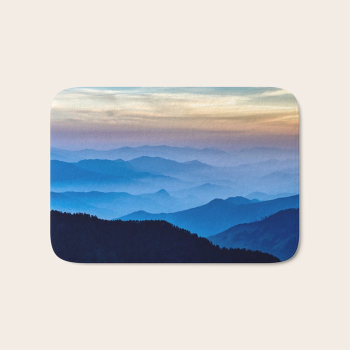 Beautiful Blue Sky Mountains Bath Mat Gallery Image 1
