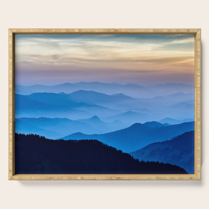 Beautiful Blue Sky Mountains Serving Tray Gallery Image 1