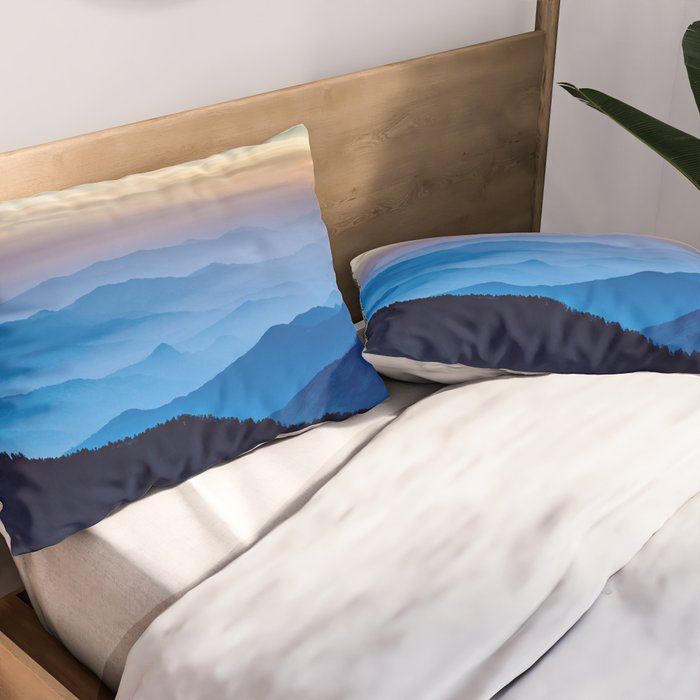 Beautiful Blue Sky Mountains Pillow Sham Gallery Image 2