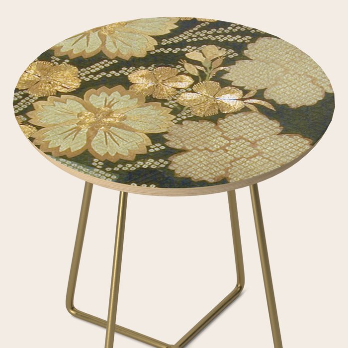 Edo Period Floral Kimono Fragment Print Side Table Gallery Image 2