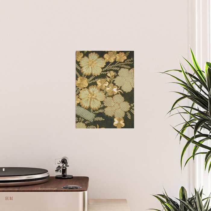Edo Period Floral Kimono Fragment Print Poster Gallery Image 2