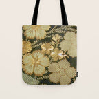 Edo Period Floral Kimono Fragment Print Tote Bag Gallery Image 1