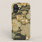 Edo Period Floral Kimono Fragment Print iPhone Case Gallery Image 1