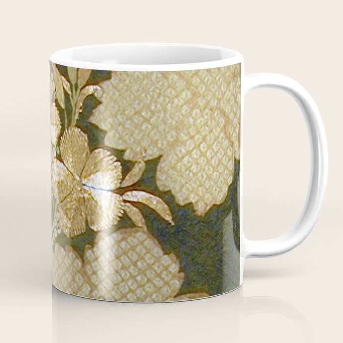 Edo Period Floral Kimono Fragment Print Coffee Mug Gallery Image 1