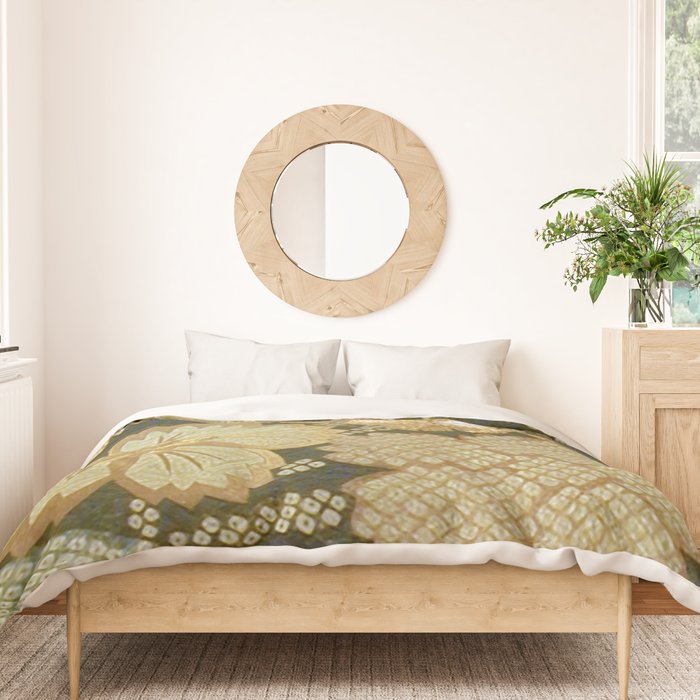 Edo Period Floral Kimono Fragment Print Duvet Cover Gallery Image 3