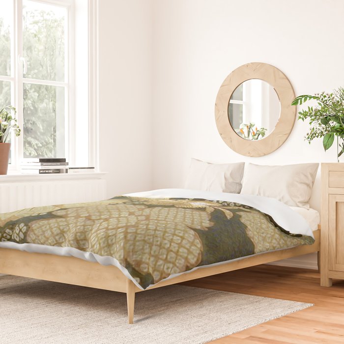 Edo Period Floral Kimono Fragment Print Duvet Cover Gallery Image 2