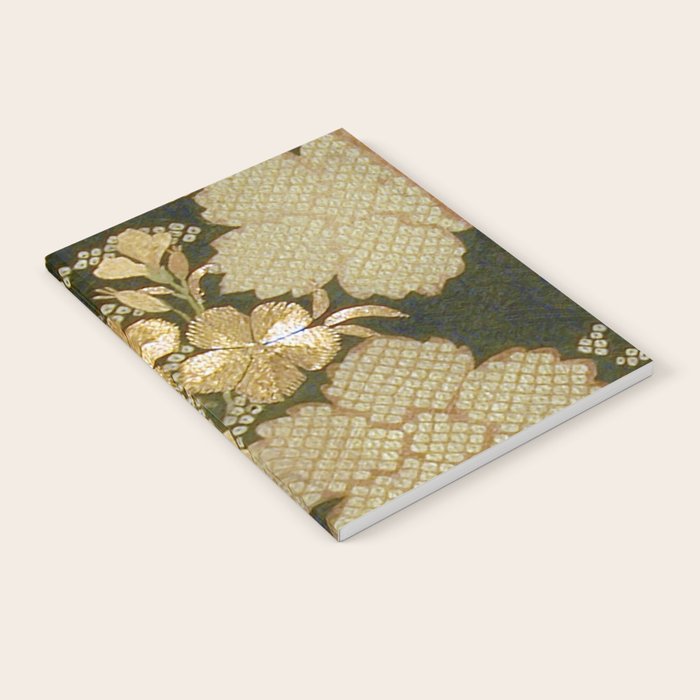 Edo Period Floral Kimono Fragment Print Notebook Gallery Image 1