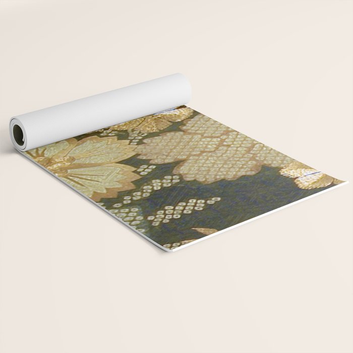 Edo Period Floral Kimono Fragment Print Yoga Mat Gallery Image 2