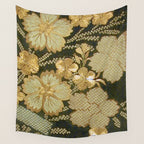 Edo Period Floral Kimono Fragment Print Wall Tapestry Gallery Image 4