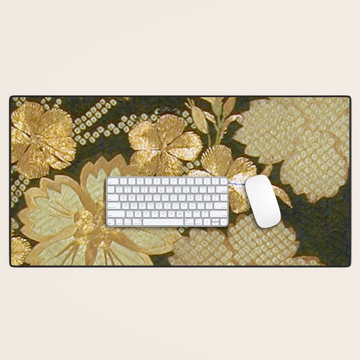 Edo Period Floral Kimono Fragment Print Desk Mat Gallery Image 1