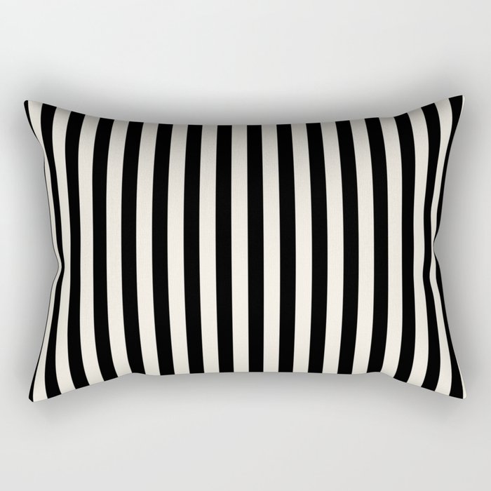 Broad Stripe - black and alabaster Rectangular Pillow Gallery Image 2
