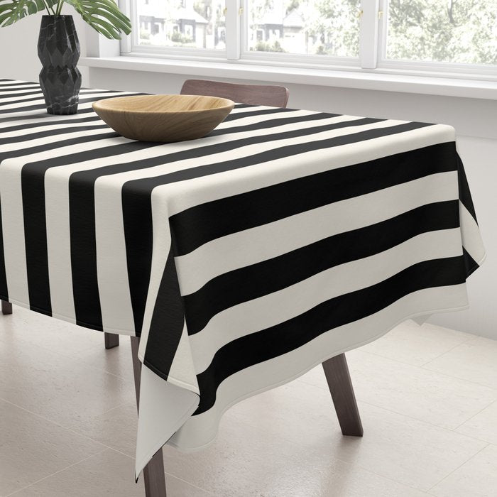 Broad Stripe - black and alabaster Tablecloth Gallery Image 3