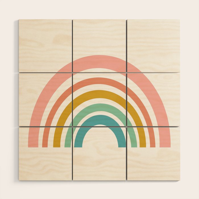 Simple Happy Rainbow Art Wood Wall Art Gallery Image 1