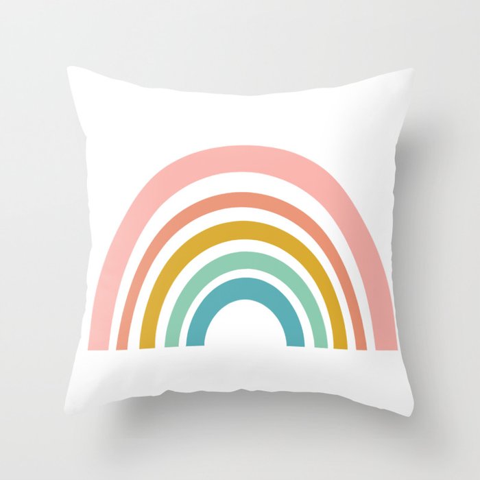 Simple Happy Rainbow Art Throw Pillow Gallery Image 6