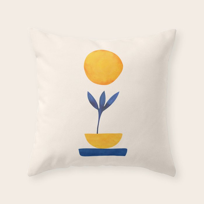 Sunny Sprout Modernist Abstract Botanic Throw Pillow Gallery Image 6