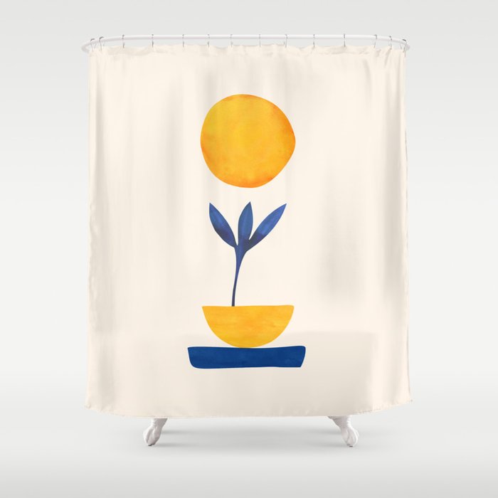 Sunny Sprout Modernist Abstract Botanic Shower Curtain Gallery Image 1