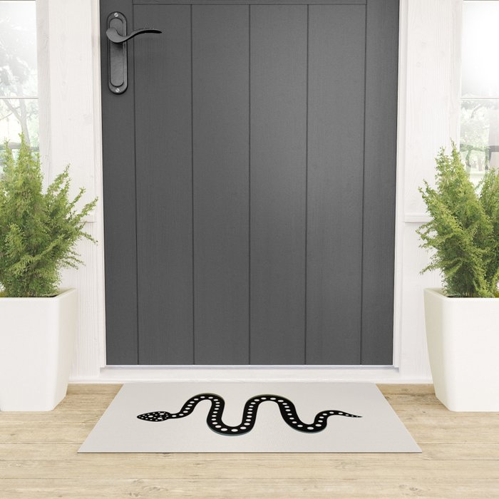 Minimal Snake - Black Welcome Mat Gallery Image 3