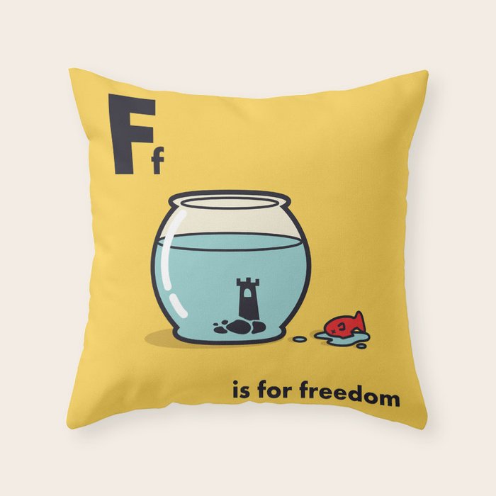 F is for freedom - the irony Throw Pillow Gallery Image 6