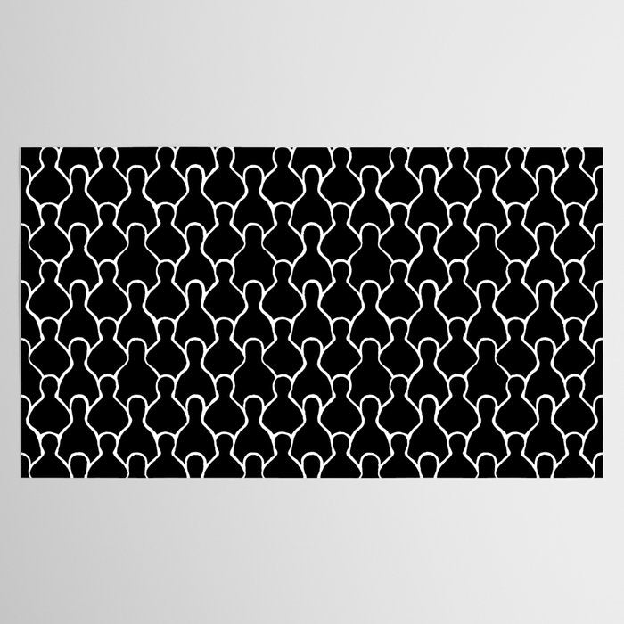 Black and white people crowd pattern Tablecloth Gallery Image 2
