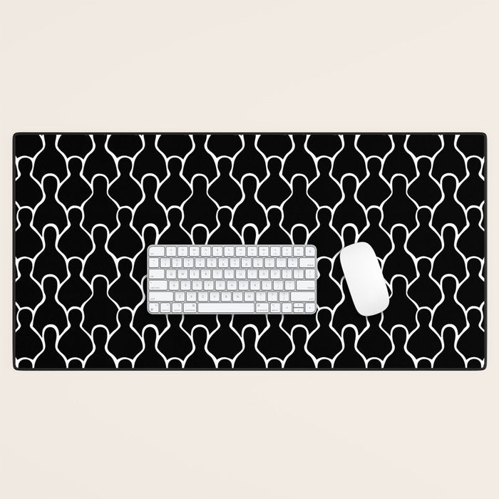 Black and white people crowd pattern Desk Mat Gallery Image 1