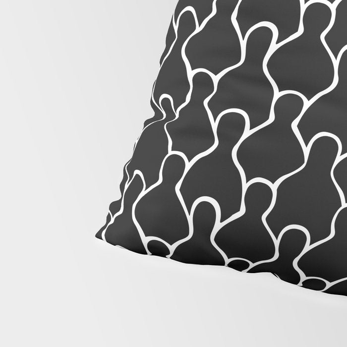 Black and white people crowd pattern Pillow Sham Gallery Image 4