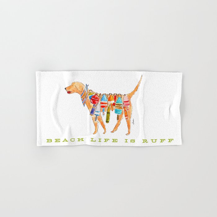 Yellow Dog Lab Buoy Beach Dog Watercolor Bath Towel Gallery Image 1