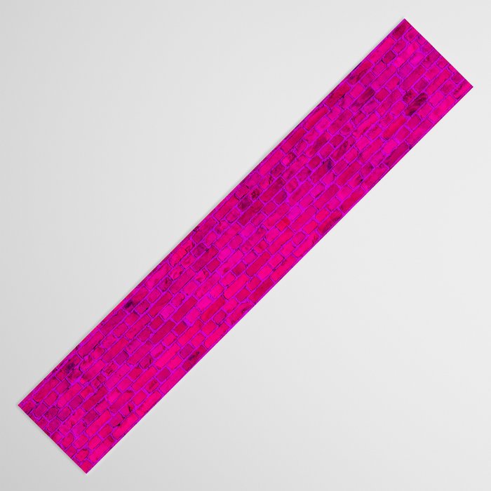 Bright Neon Hot Pink Fuchsia Brick Wall Table Runner Gallery Image 3