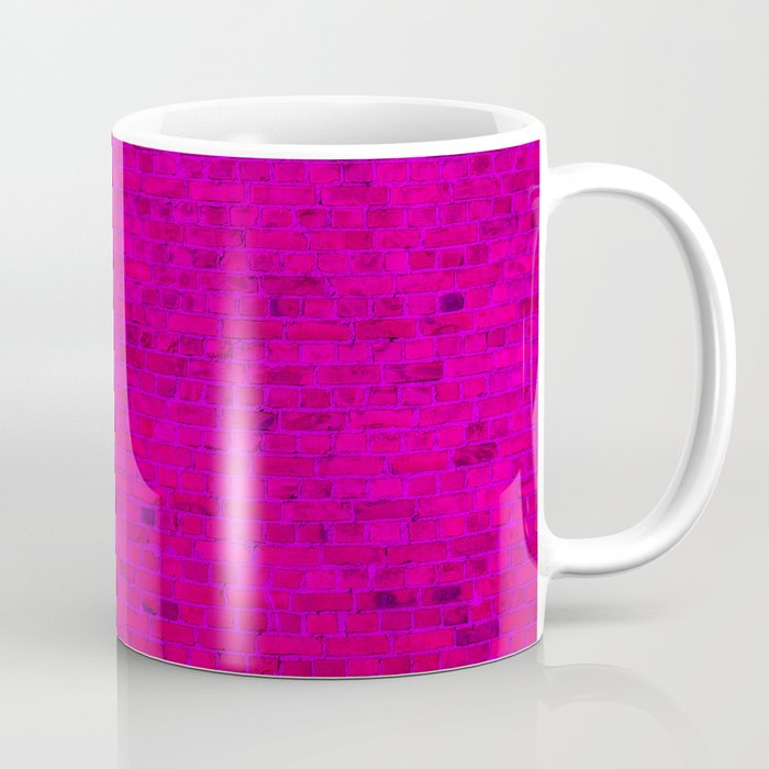 Bright Neon Hot Pink Fuchsia Brick Wall Coffee Mug Gallery Image 1