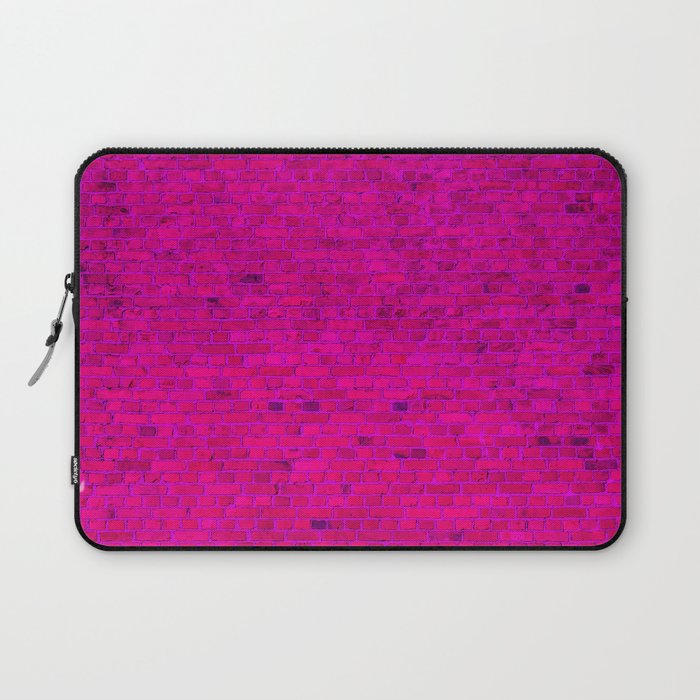 Bright Neon Hot Pink Fuchsia Brick Wall Laptop Sleeve Gallery Image 1