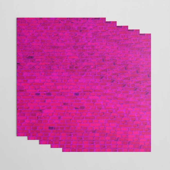 Bright Neon Hot Pink Fuchsia Brick Wall Wrapping Paper Gallery Image 3