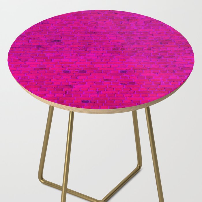 Bright Neon Hot Pink Fuchsia Brick Wall Side Table Gallery Image 2